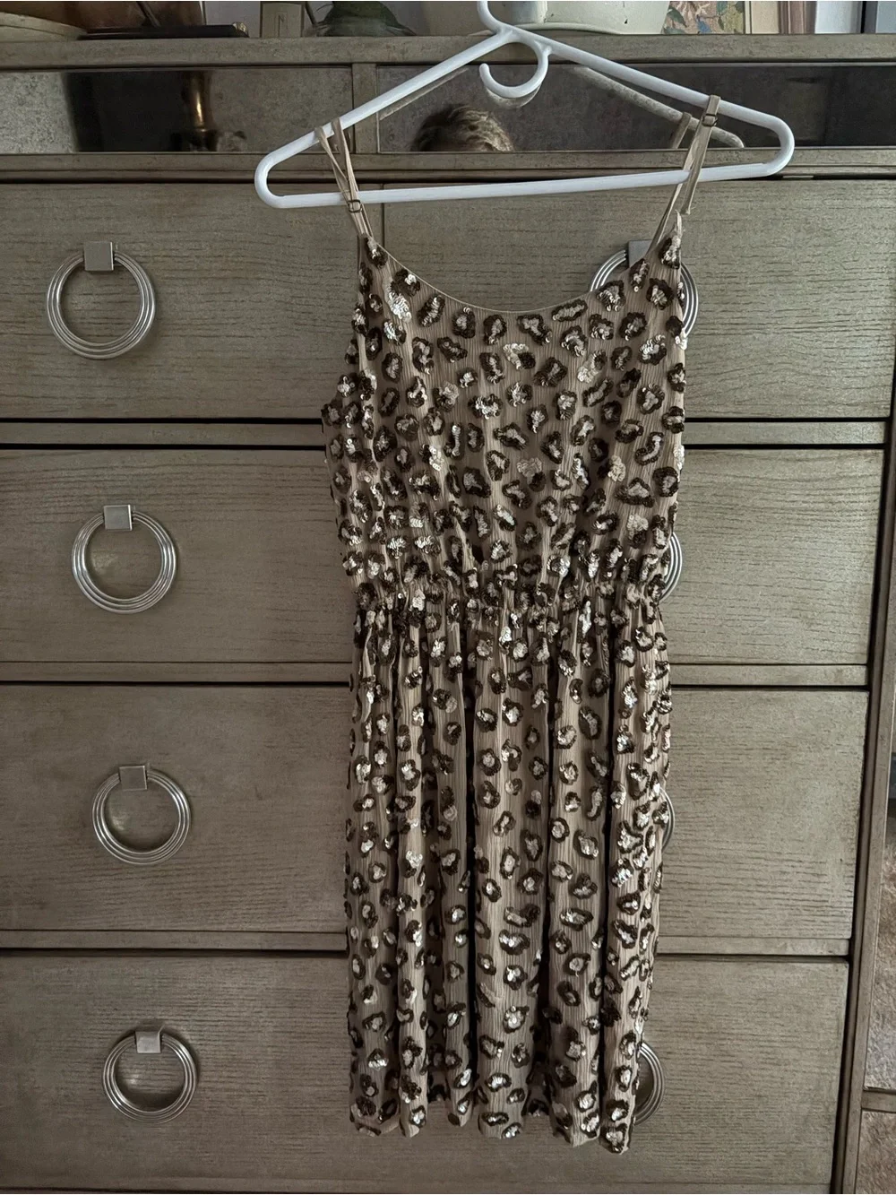 Alice + Olivia Taupe Leopard Sequin Mini Dress - Picture 2 of 7